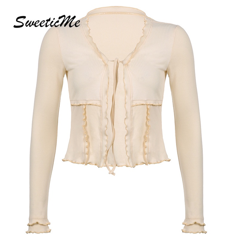 Áo Thun Cardigan Tay Dài Cổ Chữ V Hở Lưng Gợi Cảm Hàng Mới Dành Cho Bạn Nữ