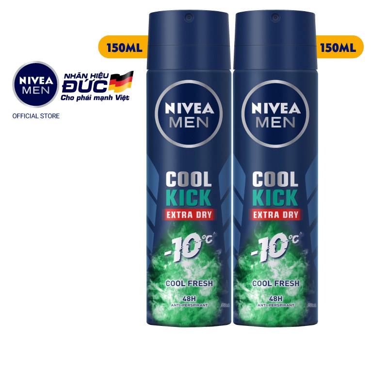 Combo 2 Xịt ngăn mùi NIVEA MEN Cool Kick Mát Lạnh - Thơm sảng khoái 150ml/chai- 83165