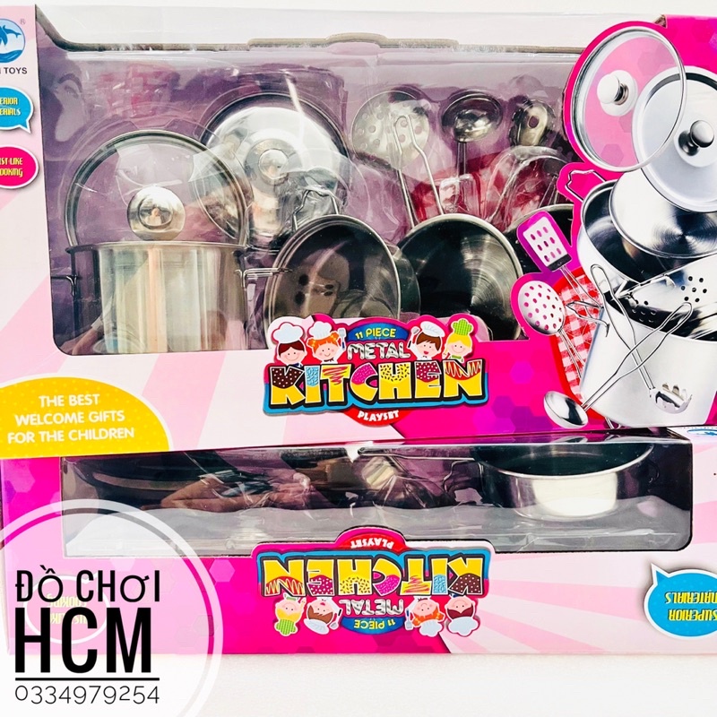 [INOX THẬT] Đồ chơi nấu ăn bằng inox 10 món dành cho bé thích nấu ăn nhà bếp cắt thái hoa quả trái cây