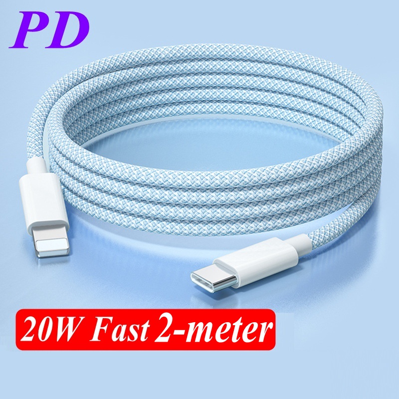 Dây Cáp Màu Macaron 2M 20W PD Cho iphone 11 12 12pro 13 13Pro Max 6 6s 7 7plus 8 8plus 5 5S SE 5C