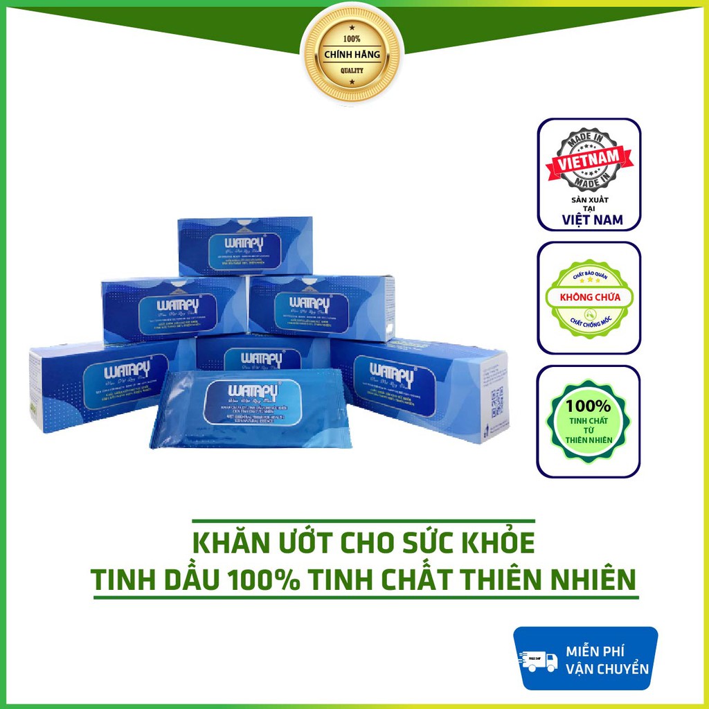 Khăn Ướt Sức Khỏe WATAPY 100% Tinh Dầu Thiên Nhiên Giúp Tỉnh Táo, Sáng Da Thích Hợp Cho Tài Xế, Văn Phòng Và Người Say