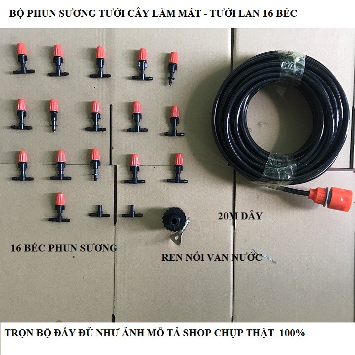 Bộ KIT Phun Sương Tưới Cây 16 Béc Tưới Lan, Cây Cảnh,làm mát