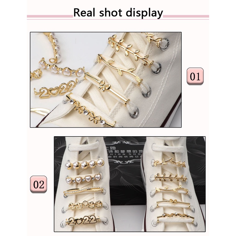 1 Phụ Kiện Trang Trí Dây Giày Đính Đá Ngọc Trai Lấp Lánh Thời Trang