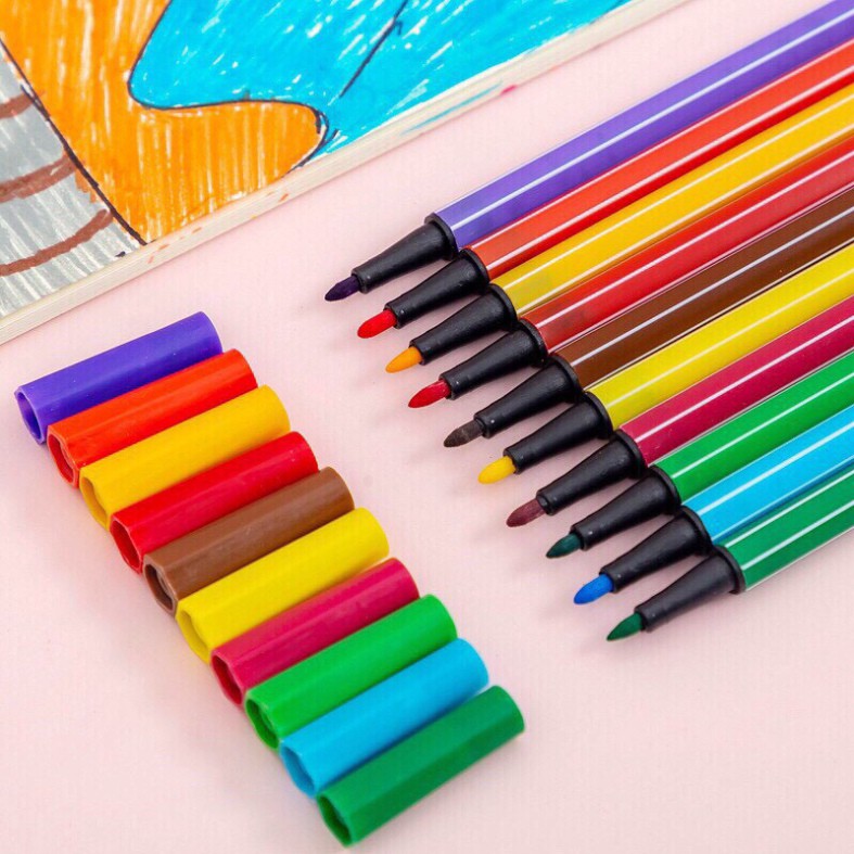 Hộp bút lông màu nhiều hình dễ thương cho bé - Hộp tròn (1234BLM)