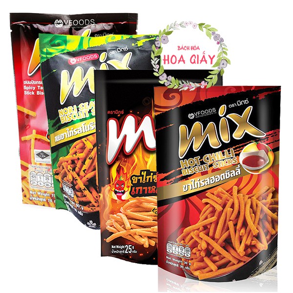 Bánh Que Thái Lan Mix Gói 60G nhiều vị Gà Cay, gà cay hàn quốc, ớt cay, rong biển- bim bim snack que đỏ giòn cay ăn vặt