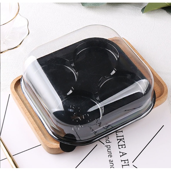 50 Hộp Nhựa Nắp Bầu 4 Bánh, Hộp Nhựa 4 ô Đựng Bánh Trung Thu, Bánh Trái Đào, Bánh Kim Sa (50 cái)