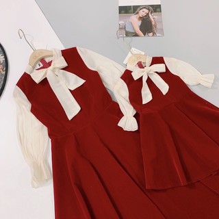 bán sỉ set váy đỏ mẹ con