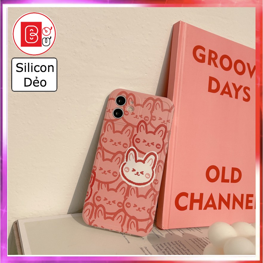 Ốp Lưng iphone 11 /8/8plus/7x/7Plus/xs/ xsmas/12/11/ 11promax/ 12promax thỏ Hồng Trắng-Bơ Bư