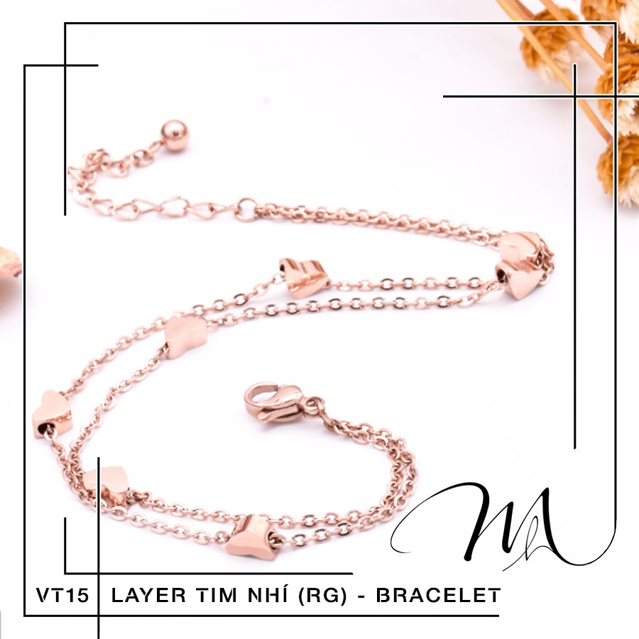 Lắc tay nữ Titan layer dây đôi không gỉ hình trái tim xinh xắn - Măng’s House VT15