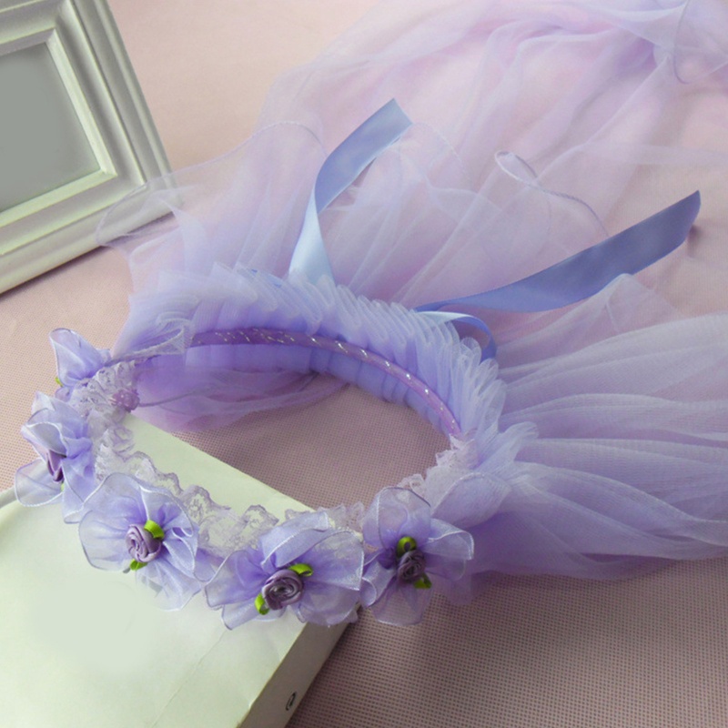 Mạng Che Mặt Kiểu Xếp Li Họa Tiết Hoa Lãng Mạn Cho Bé Gái