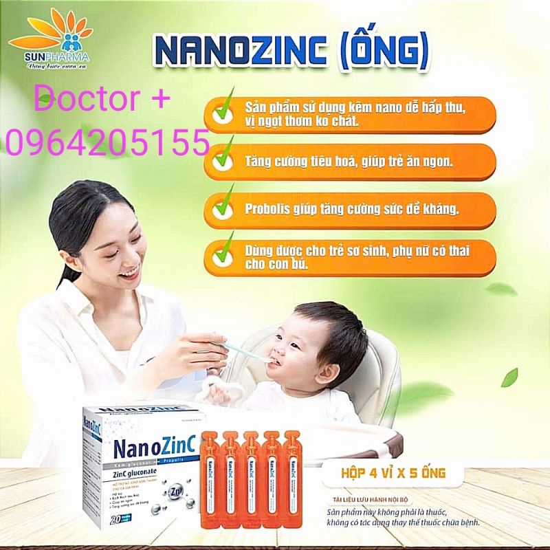 Ống nước bổ sung kẽm kích thích tiêu hoá, tăng cường sức đề kháng NANO ZINC