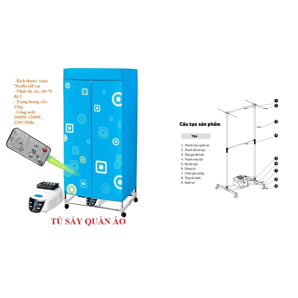 TỦ SẤY QUẦN ÁO CHẠY ÊM SẤY NHANH KHÔNG ỒN