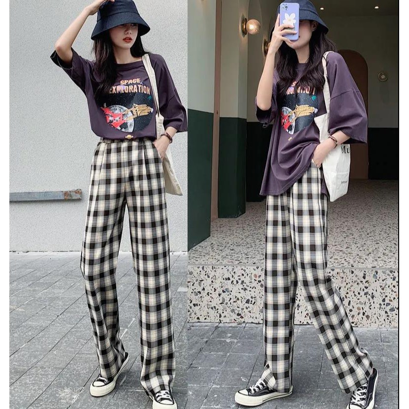 Korean Style Checkered Shorts Wide-legged for Women | BigBuy360 - bigbuy360.vn