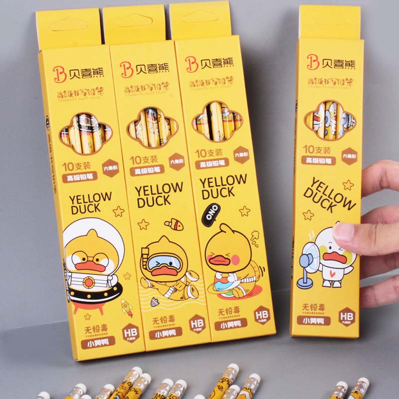 Hộp 10 Bút Chì HB Kèm Gôm Tẩy Cho Học Sinh