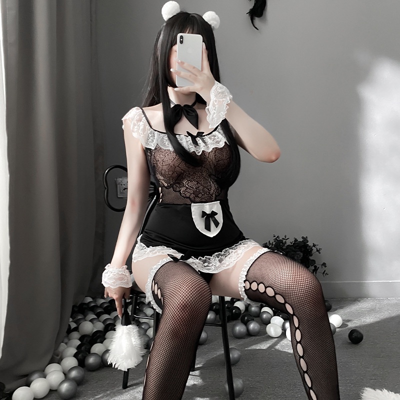 Đồ ngủ liền thân kèm tạp dề hầu gái sexy đáng yêu set ngủ nàng hầu kèm phụ kiện đáng yêu BIKI HOUSE N779 | BigBuy360 - bigbuy360.vn