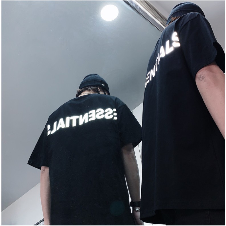 Áo thun phản quang form rộng EST FOG tay lỡ hai màu trắng đen basic tee phông oversize local brand essentials