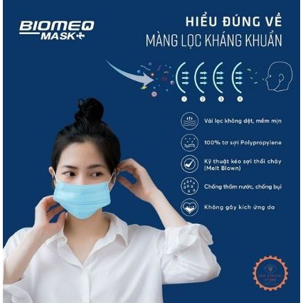 Khẩu trang y tế, khẩu trang y tế 4 lớp kháng khuẩn BIOMEQ MASK hộp 50 cái KTBIOMEQ