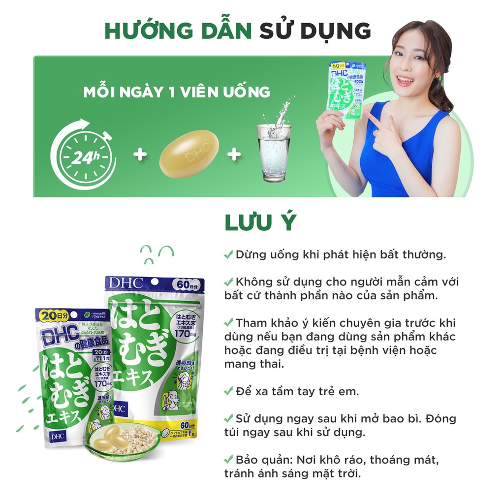 Combo Viên uống DHC Sáng Sa, Mờ Thâm 30 Ngày (Adlay 30v/gói và Vitamin C 60v/gói)