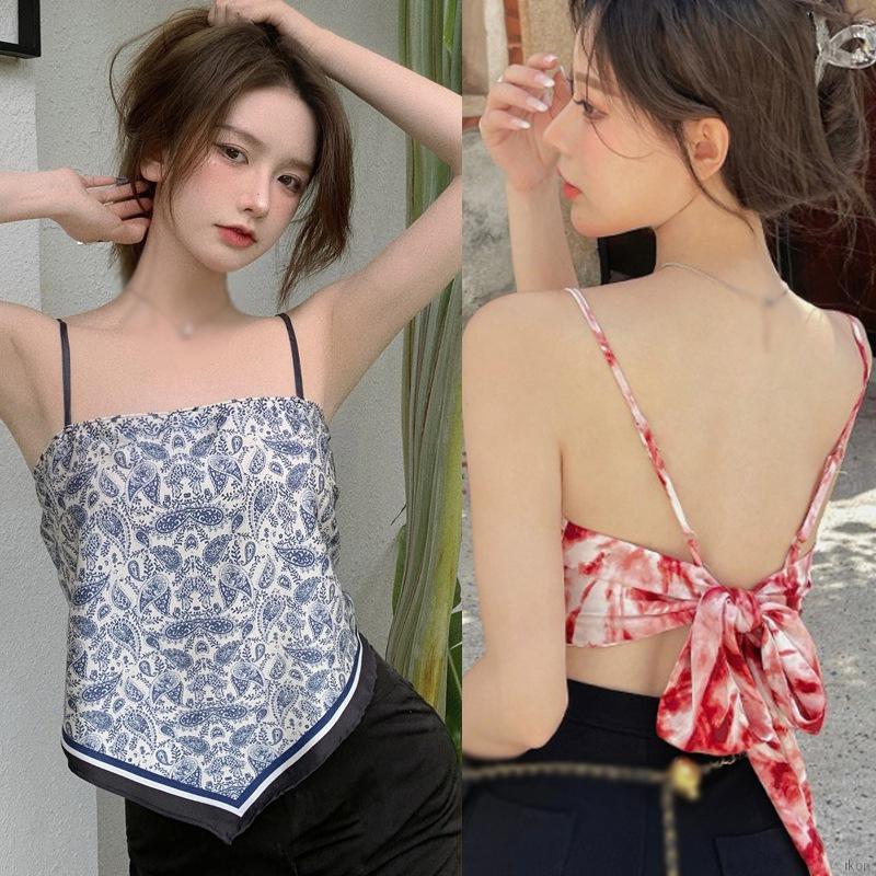 Áo lửng họa tiết in độc đáo hở lưng thời trang quyến rũ dành cho nữ