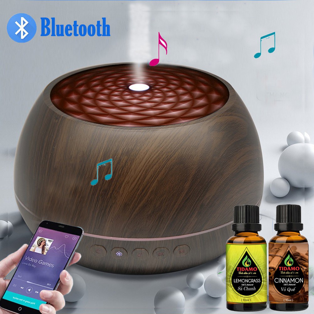 [Tặng Tinh Dầu] Máy Xông Tinh Dầu Có Loa Bluetooth Kết Nối Điện Thoại Nghe Nhạc, Dung Tích 1000ML Có Remote Điều Khiển