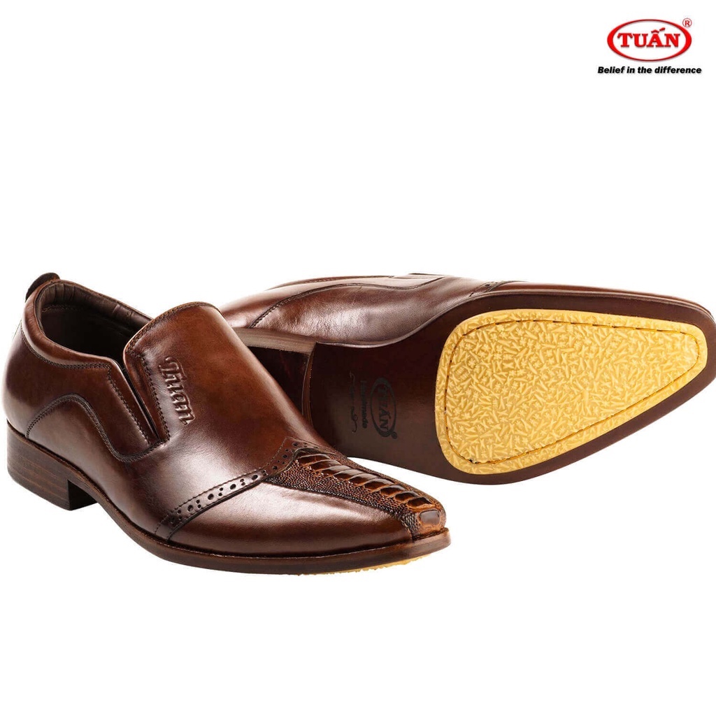 Giày nam cao cấp da Đà Điểu đế DA khâu thủ công Handmade thương hiệu Tuấn GXHU-47L