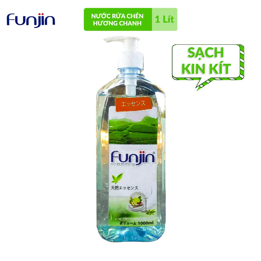 Nước rửa chén Funjin chính hãng 1L | Sạch kin kít, không hại da tay, không lưu lại mùi trên chén đĩa 1L