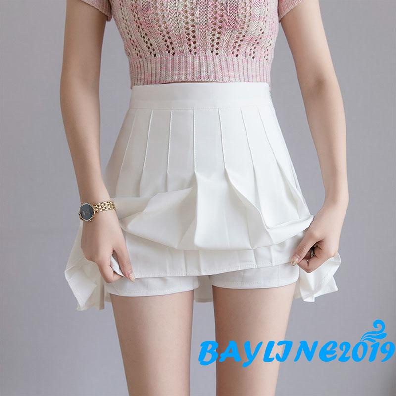 Chân váy xếp ly lưng cao màu trơn thời trang cho nữ