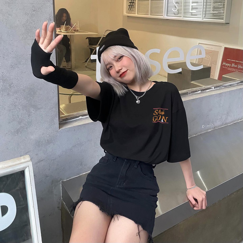 Áo thun tay lỡ SÀI GÒN XINH phông Unisex nam nữ Cotton oversize form rộng LUNACY TB030 | BigBuy360 - bigbuy360.vn