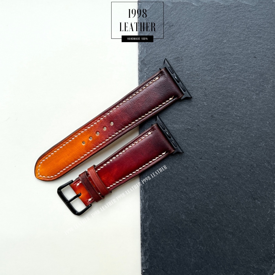 Dây đồng hồ apple watch da series 4, 5, 6 đủ size 40mm, 42mm, 44mm, chính hãng, màu nâu chuyển sắc, handmade, cao cấp