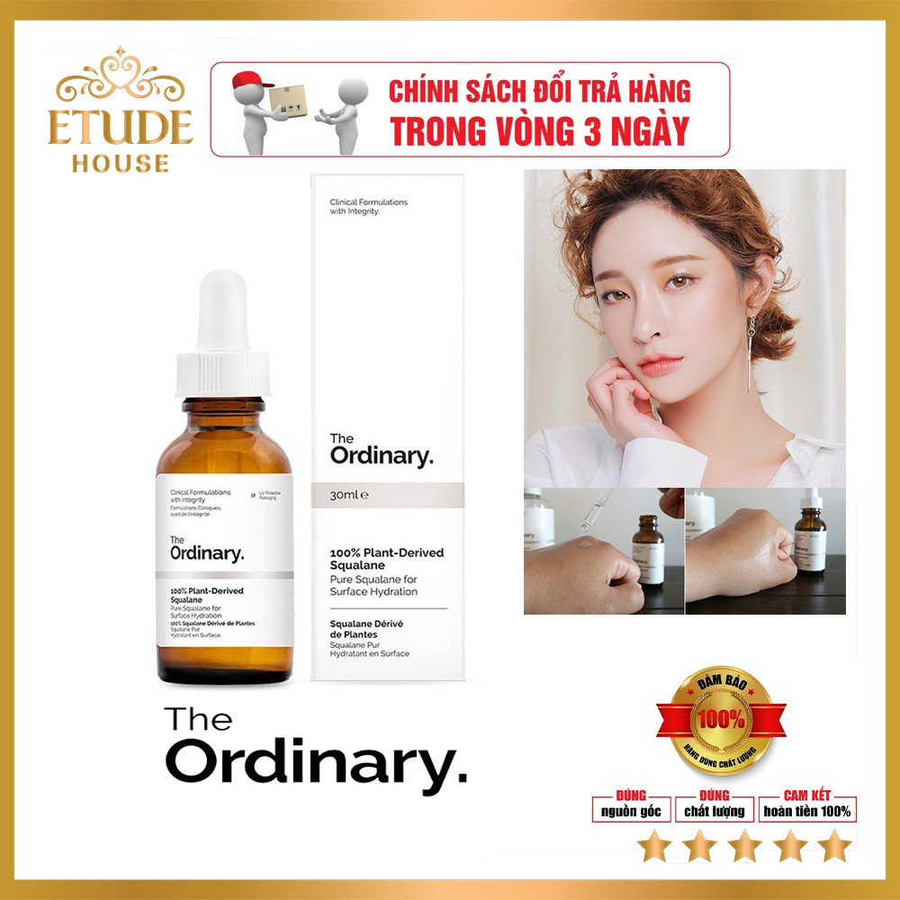 Tinh dầu The Orinary 100% Plant-Derived Squalane, tạo sự đàn hồi cho da, cấp nước chống lão hoá.