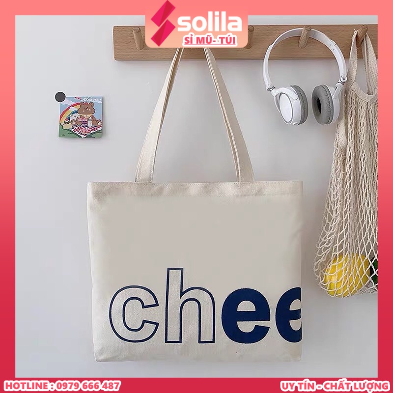 Túi tote vải canvas Chee cá tính đựng đồ thời trang