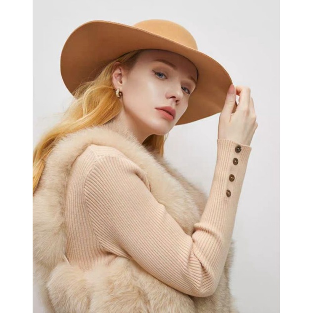 Nón nỉ rộng vành fedora mũ rộng vành nữ đi biển đẹp V22rv0203