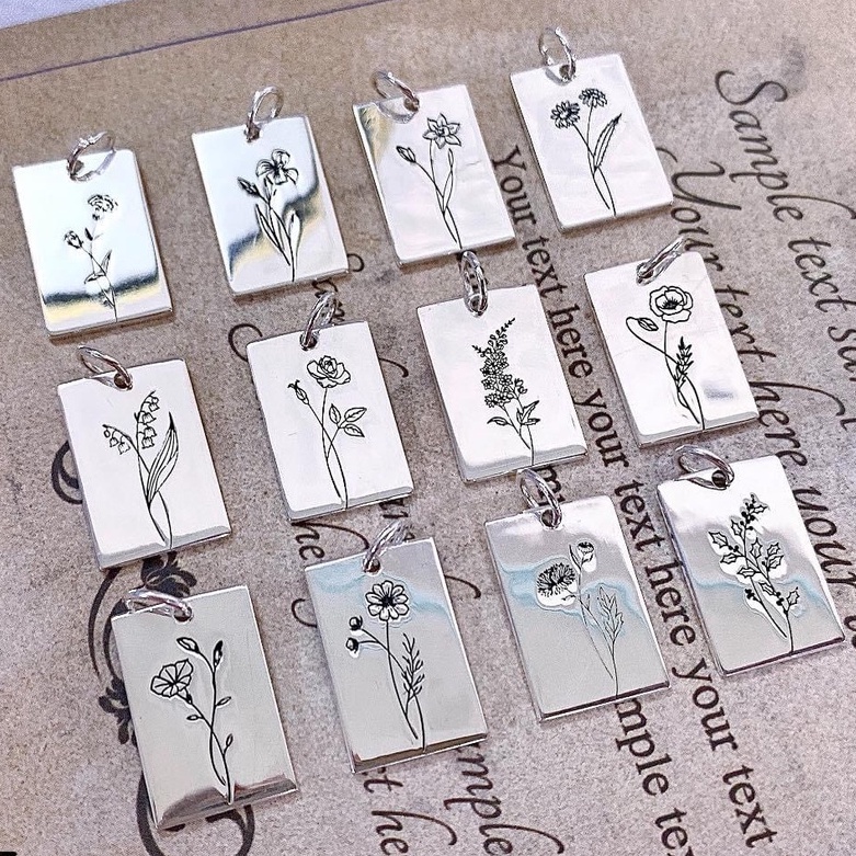 Dây chuyền bạc nữ TLEE mặt khắc hoa tháng sinh theo yêu cầu cá tính TleeJewelry D0221