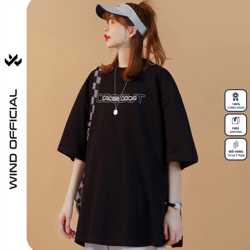 Áo thun tay lỡ W WIND phông unisex form rộng Cross Door nam nữ cotton ulzzang oversize