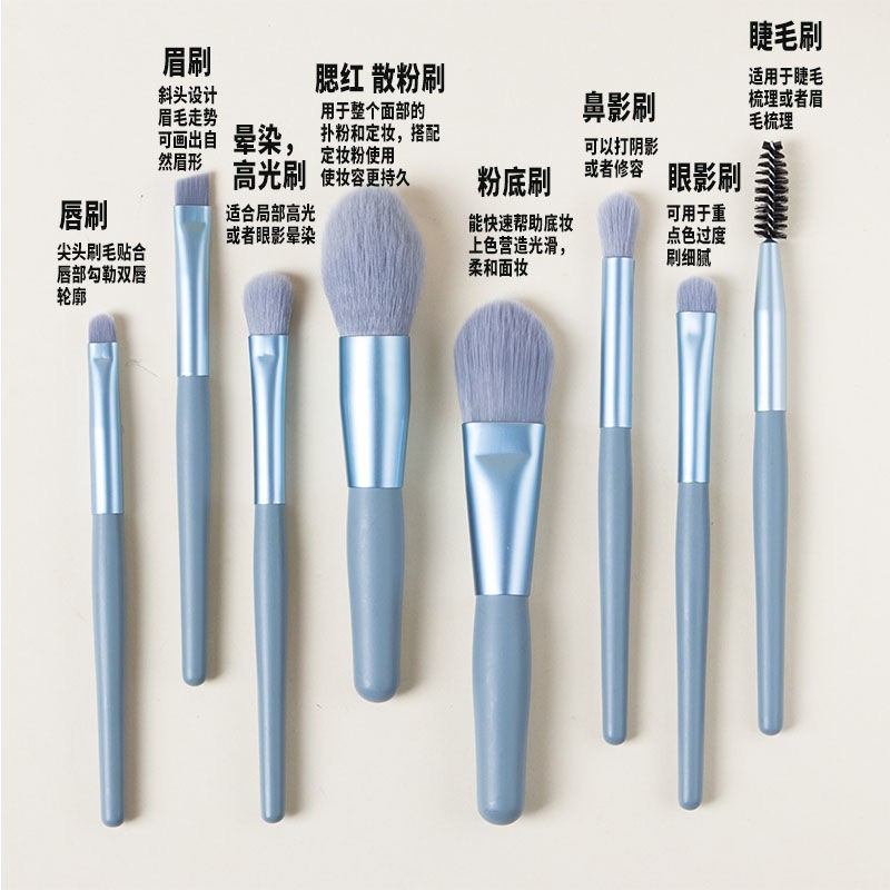 Set 8 Cọ Trang Điểm Lông Mềm Độ Bóng Cao Chuyên Nghiệp- (8 cọ túi zip)
