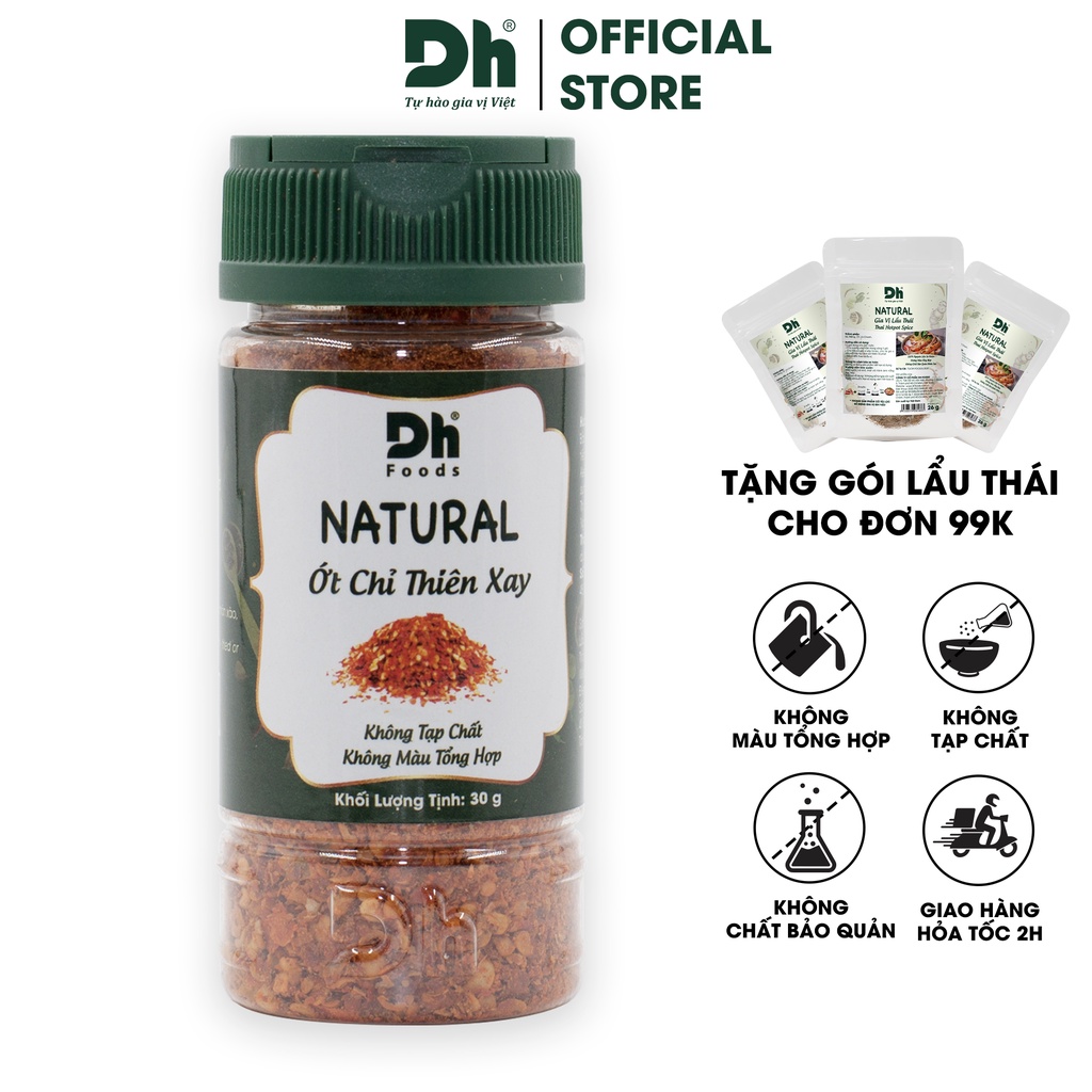 Ớt chỉ thiên xay Natural Dh Foods gia vị cay nồng tẩm ướp nêm nếm thực phẩm thơm ngon 30gr