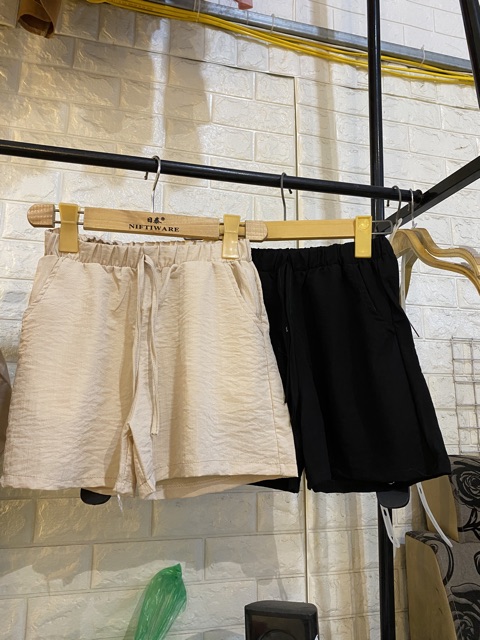 Quần sooc cạp chun chất đũi - ảnh thật | BigBuy360 - bigbuy360.vn