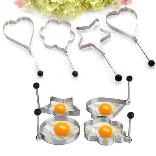 Khuôn chiên trứng, làm bánh inox tạo hình trái tim, ngôi sao, bông hoa