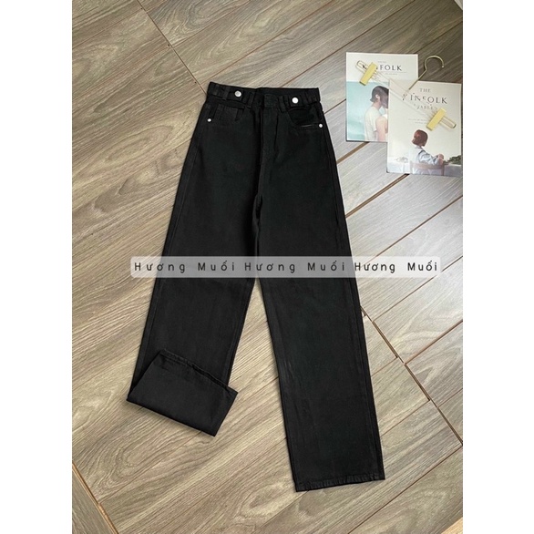Quần jeans ống suông cạp đai cúc - mã 2358 ảnh thật