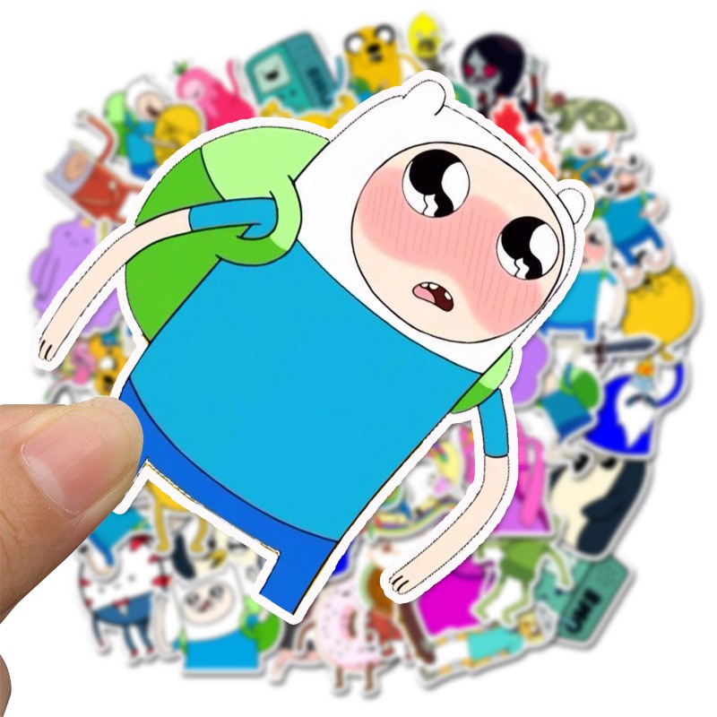 Y&P| Hình Dán Chống Nước Adventure Time Phim Hoạt Hình Mũ Bảo Hiểm Máy Tính Xách Tay Hành Lý Dán Thiết Lập, 50 tờ