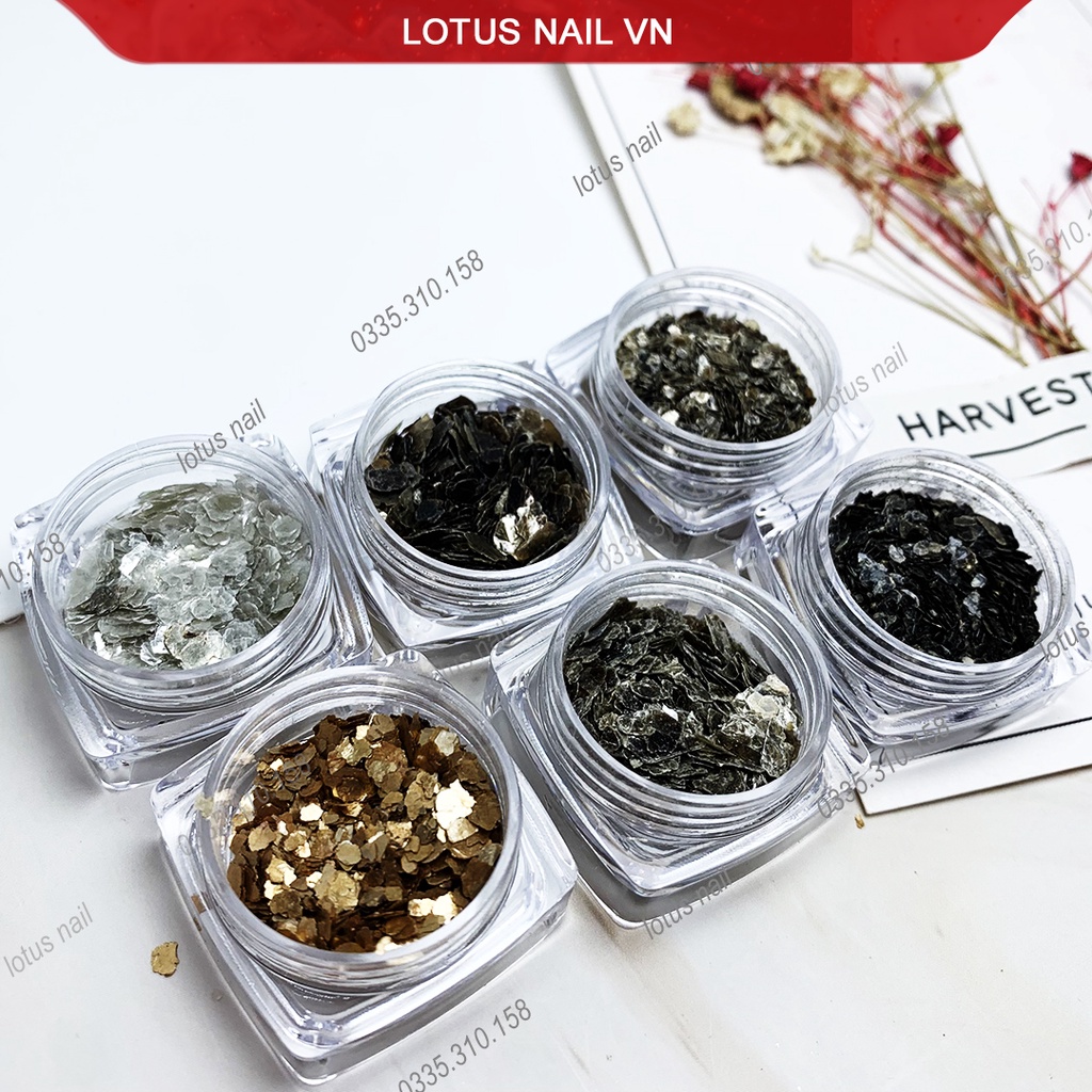 Set phụ kiện nail, vảy cá trang trí móng 6 màu
