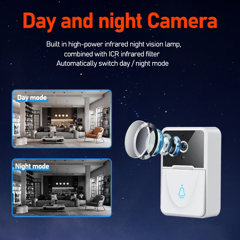Chuông Cửa WiFi Thông Minh Không Dây Có Camera Thu Âm