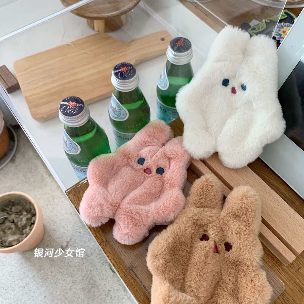 Ví Đựng Thẻ Mini Phối Lông Kiểu Dáng Thỏ Dễ Thương Xinh Xắn
