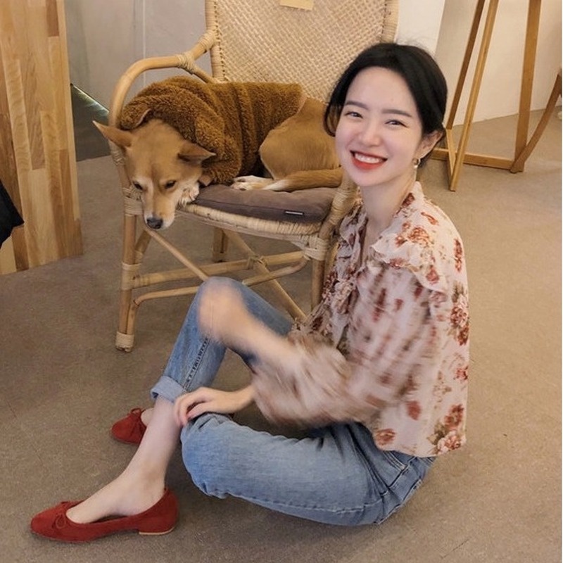 Áo sơ mi CCVN vải voan tay phồng thiết kế xếp ly phong cách thanh lịch cho nữ