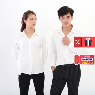 Áo sơ mi đen trắng DÀI TAY form rộng vải lụa thoáng mát unisex - Áo sơ mi nam nữ đẹp Hàn Quốc năm 2020  | Valu Store