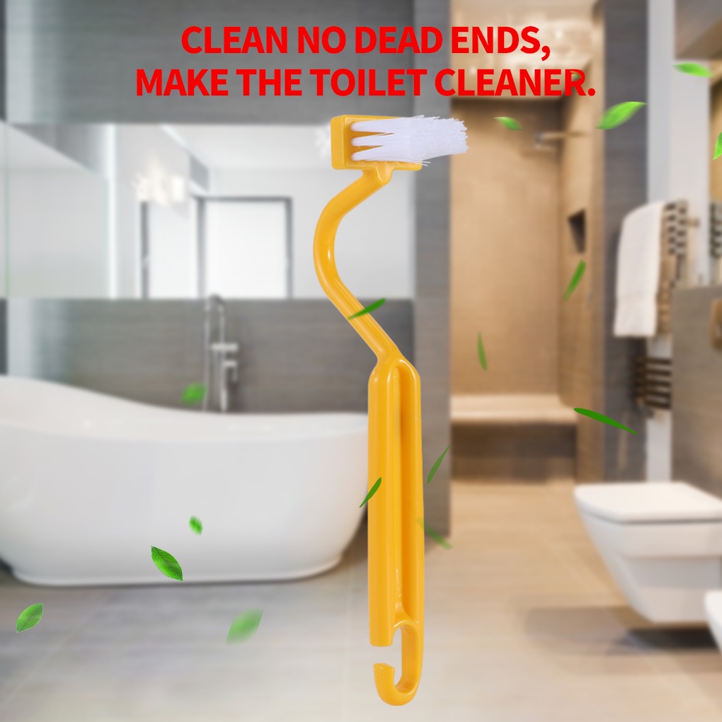 Bàn Chải Vệ Sinh Nhà Tắm/Nhà Bếp Hình Chữ V Với Tay Cầm Cong Tiện Dụng Màu Sắc Ngẫu Nhiên