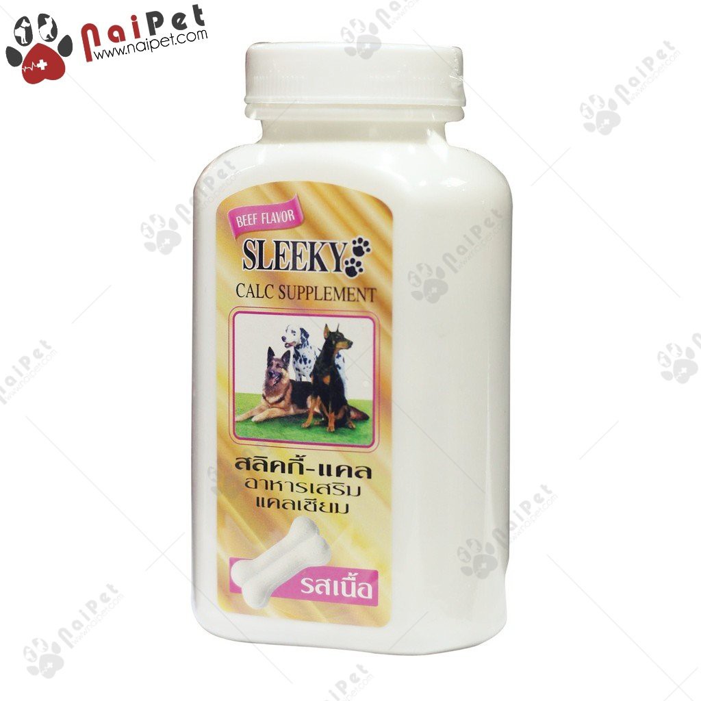 Viên Bổ Sung Canxi Vitamin Và Khoáng Chất Vị Thịt Bò Cho Chó Sleeky Hàng Thái Hộp 140 Viên