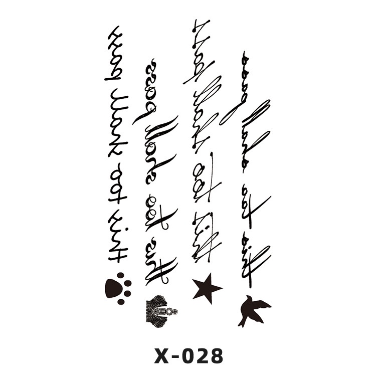 [Hình xăm ma thuật MSD] Hình Xăm Dán Tạm Thời 10cmx06cm Chống Thấm Nước/Bảng chữ cái tiếng anh / trái tim