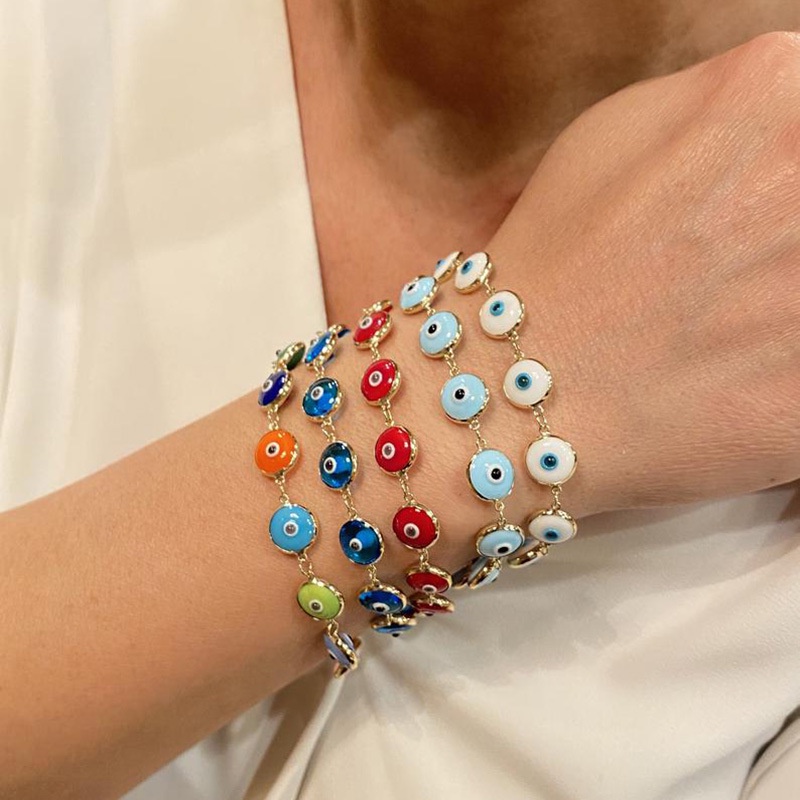 Vòng đeo tay RINHOO FRIENDSHIP họa tiết mắt quỷ mang lại may mắn thời trang retro cho nữ