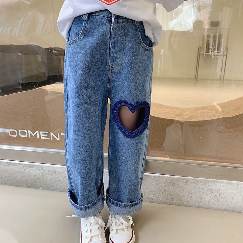 Mới Quần Jeans Lưng Cao Dáng Rộng Phong Cách Thời Trang 2022 Dành Cho Bé Gái